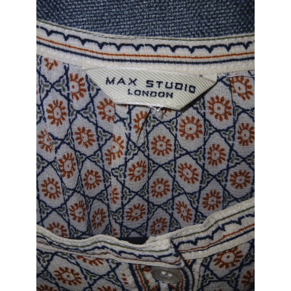 Max Studio Celestial Print Blouse Sz M Bohemian Peasant Forest Fairy Ethereal - Picture 10 of 10